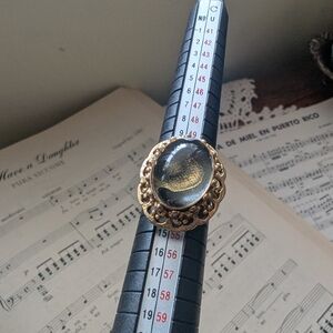 Vintage Goldtone Cat Eye Like Statement Ring Adjustable